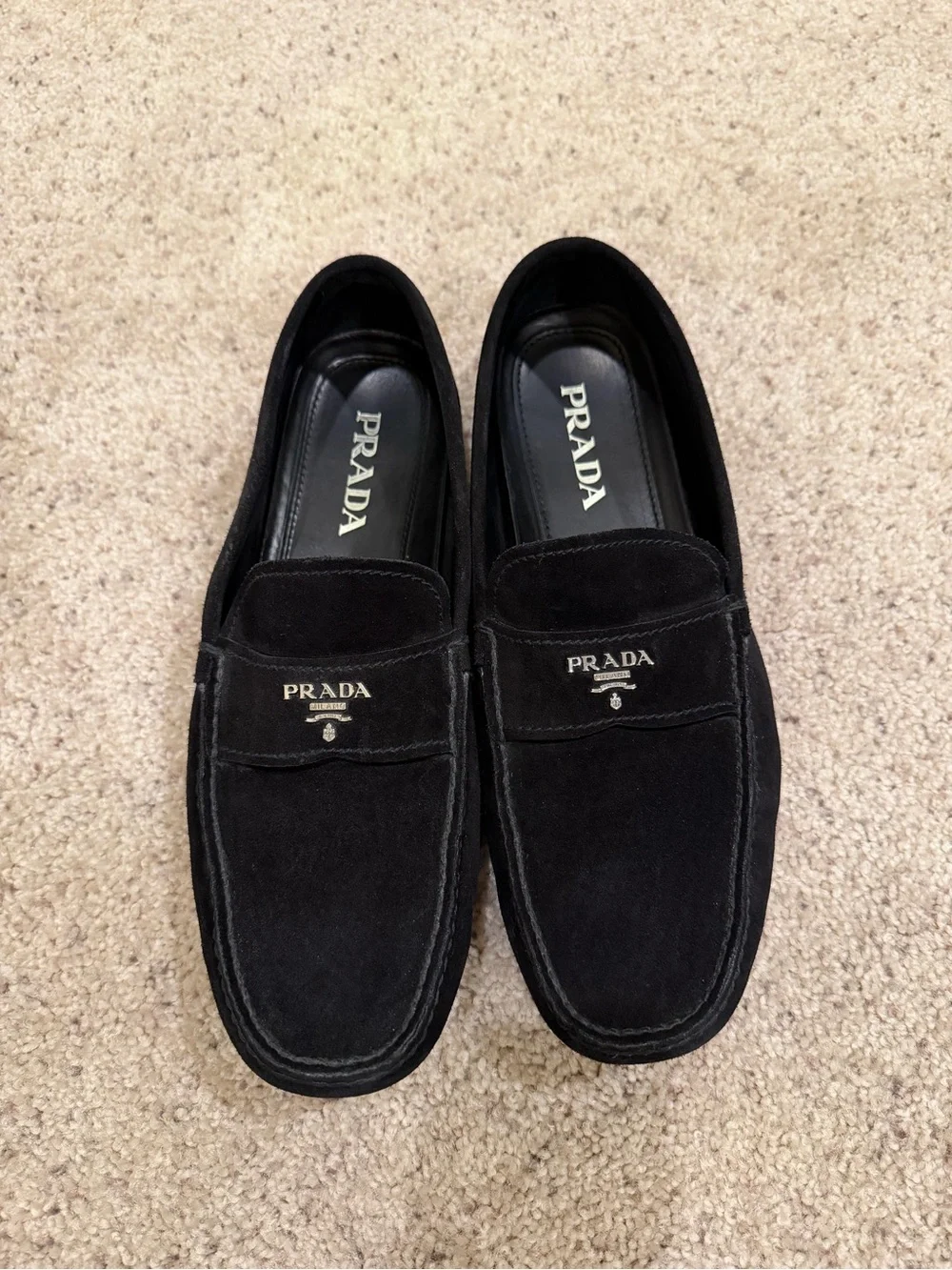 Prada Black Suede Men's Penny Loafers